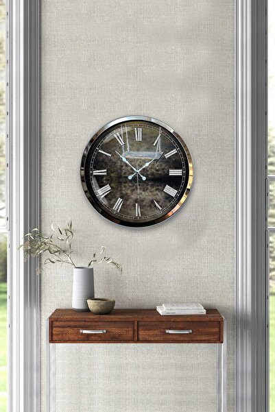 Kasva Concept هدية ساعة حائط حنين معدنية من الكروم مقاس 40 سم