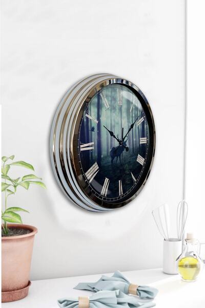 Kasva Concept هدية ساعة حائط معدنية ملونة مقاس 40 سم من الكروم