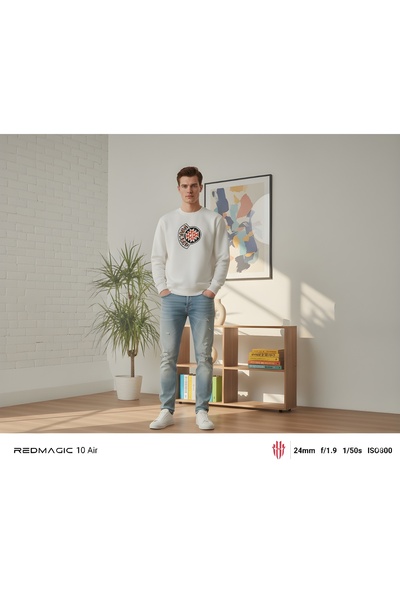 beyaz desenli sweatshirt