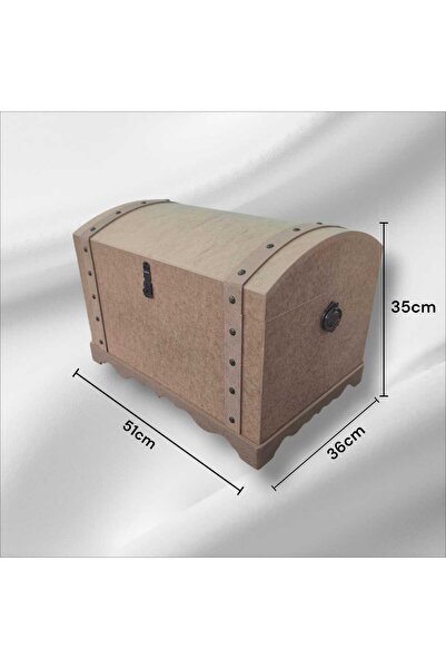 SEKAY AHŞAP Ahşap Boyanabilir Dekoratif Klipsli Büyük Boy Çok Amaçlı Sandık Kutu