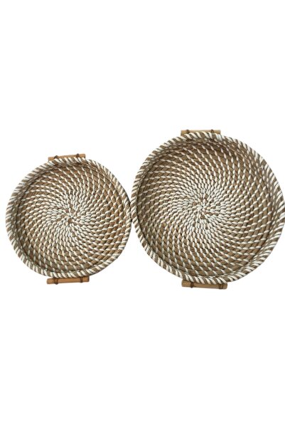 MİON Wicker Tray Round 2 Pieces