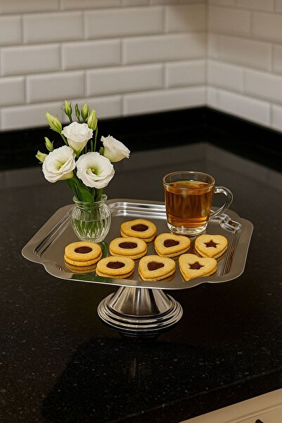 GLORİNDA HOME LÜKS 1'Lİ GÜMÜŞ RENK AYAKLI KEK,PASTA,MEYVE,KURABİYE,TATLI VE ÇEYİZLİK İKRAMLIK SUNUM SERVİS STANDI