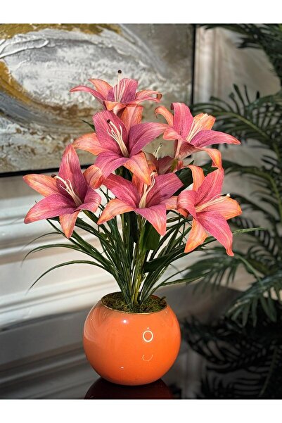 TASARIMHMODA Yapay Lilyumlu Cam Vazo No:5