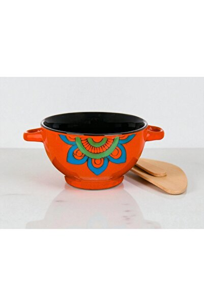 shop Porcelain Soup Bowl Orange Mandala Patterned 650ml