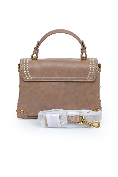 Levidor Authentic Phaeton Metal Logo and Embroidery Detail Small Size Women's Hand and Shoulder Bag Lv930573 Dusty Rose