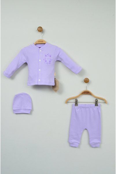 zubi baby & kids wear Cute Giraffe Patterned 100% Cotton Lilac Baby Set