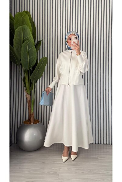 Molly Nelly Women's Double Zipper Cardigan Skirt Hijab Scuba Suit