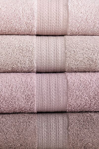 Elart Rainbow 4-Piece Cotton Face Towel Set Powder