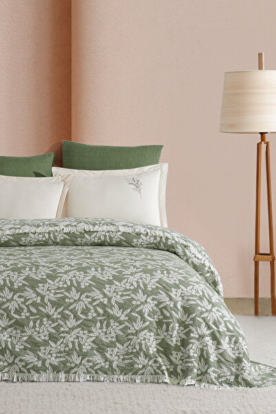 Elart Tina Pike Bedspread Double Size 100% Cotton (220X240 cm) Green