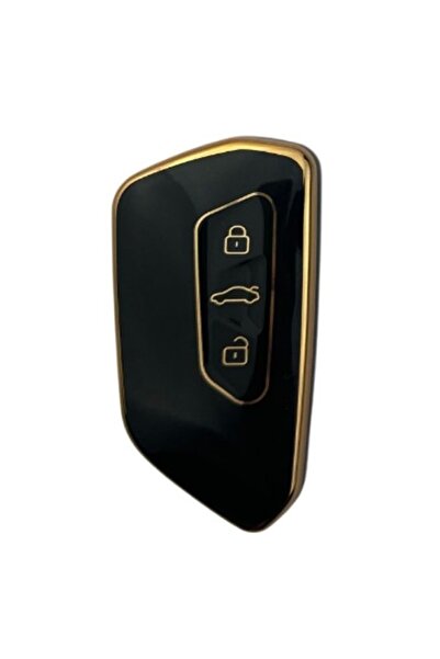 Cartex ΜΑΥΡΟ - ΧΡΥΣΟ Μεταλλικό κάλυμμα κλειδιού συμβατό με Golf 8,5