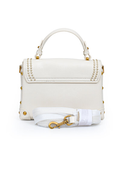 Levidor Authentic Phaeton Metal Logo and Embroidery Detail Small Size Women's Hand and Shoulder Bag Lv930573 Cream
