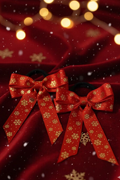 Jaida Moda Women's Snowflake Figured Elastic Bow Model Set of 2 – New Year's Brooch