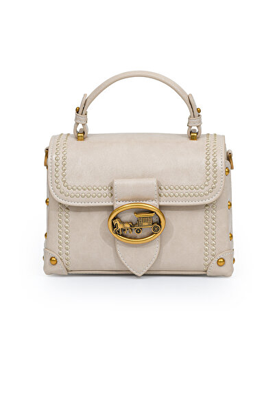 Levidor Authentic Phaeton Metal Logo and Embroidery Detailed Small Size Women's Hand and Shoulder Bag Lv930573 Mink