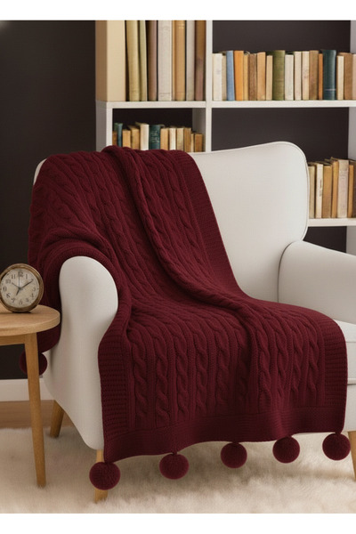 EUROPA HOME Ponponlu diz üstü battaniyesi, şal