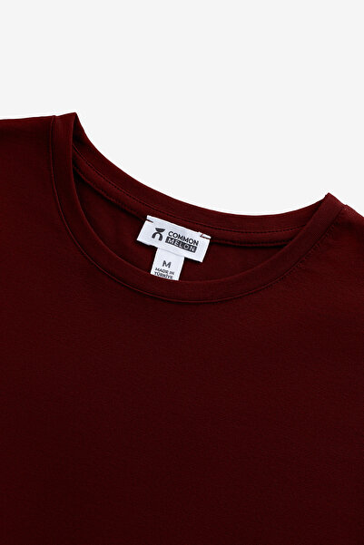 COMMON MELON Kadın Yuvarlak Yaka Uzun Kollu Basic Pamuklu Bluz Bordo