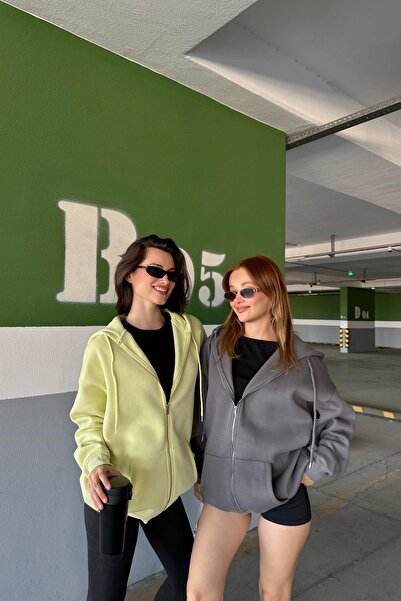 mylove Oversize Şardonlu Sweatshirt Neon Yeşil