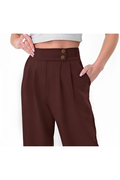 Hazel Women's Cherry Double Button Palazzo Pants