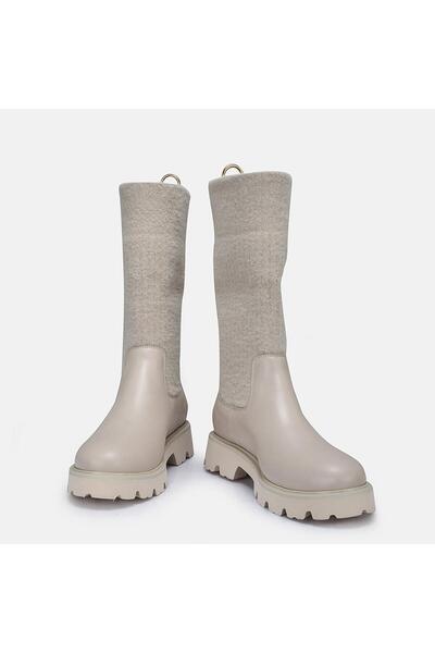 37Numara BÜYÜK NUMARA KADIN BEJ HAKİKİ DERİ SÜET TRİKO BOT 41-42-43-44-BEJ DERİ