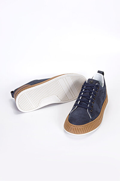 Vantaggio Tyron Navy Blue Nubuck 100% Genuine Leather Men's Sneaker Shoes