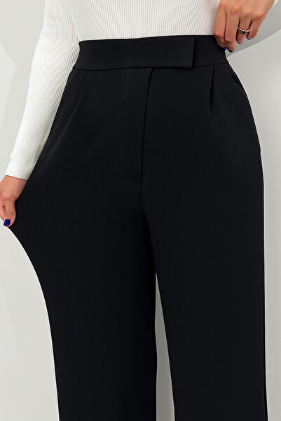 Noi Belis Stretch Fabric Palazzo Woven Trousers with Velcro Closure Aw25Pl0006