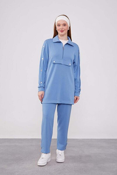 Levidor İndigo Düğme Detaylı Spor Takım