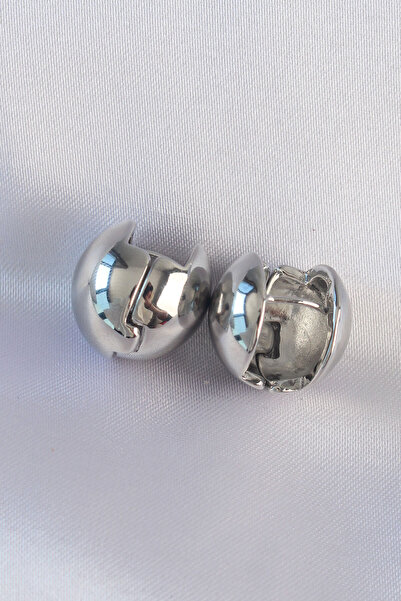 Mustran Brass Silver Color Hollow Minimal Heel Stud Earrings