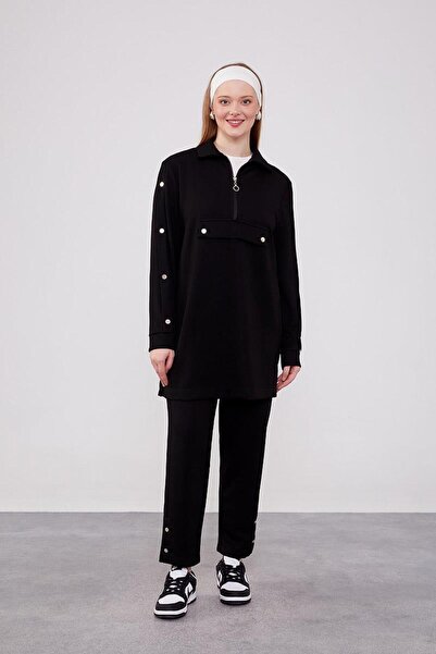 Levidor Siyah Düğme Detaylı Spor Takım
