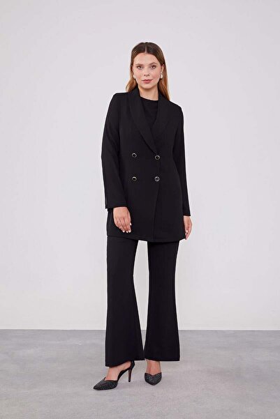 Levidor Μαύρο κοστούμι μπλέιζερ με διπλό στήθος