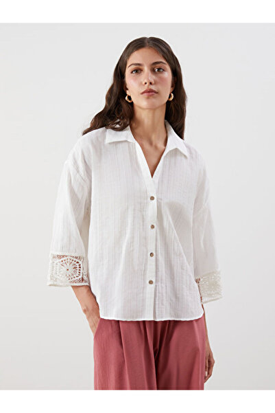 LC Waikiki Lace Detailed Oversize Women's Shirt