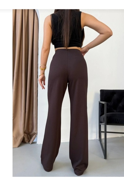 Lovely butik High Waist Palazzo Pants |   Double Pants with Wide Legs and Sewing Details