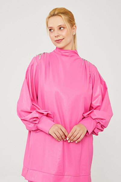 Levidor Pink Stone Epaulet Detailed Trousers Suit