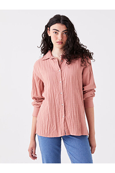 LC Waikiki Plain Long Sleeve Oversize Muslin Women's Shirt