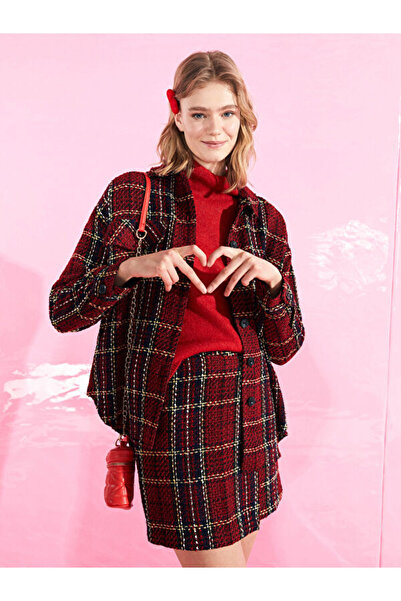 LC Waikiki Карирана дамска риза с дълъг ръкав със закопчаване отпред