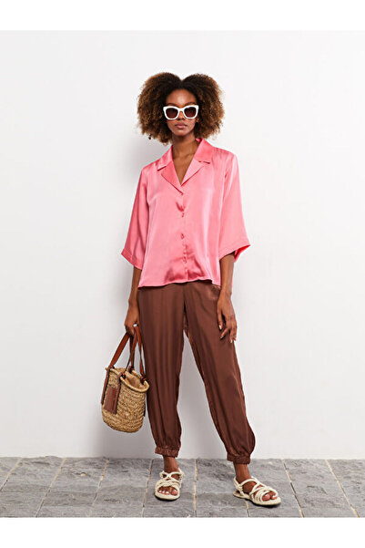 LC Waikiki Front Button Closure Plain Satin Women's Shirt