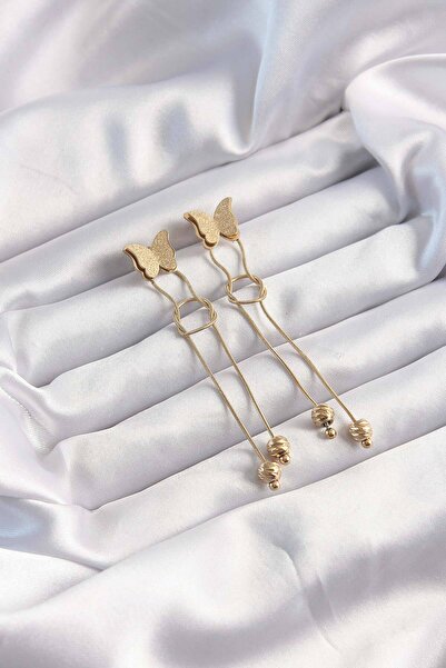 Mustran 316L Steel Gold Color Dangle Knot Model Butterfly Earrings