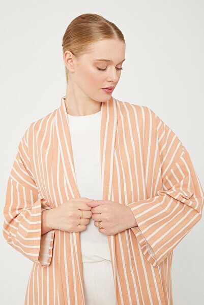 Levidor Patterned Mustard Striped Kimono Set