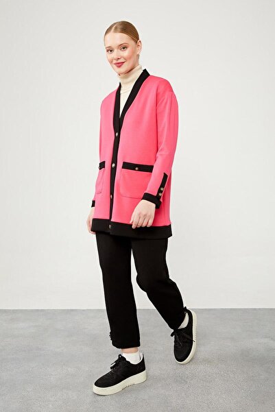 Levidor Φούξια-Μαύρο Σετ Ζακέτα με Κουμπιά Κλείσιμο Διπλό