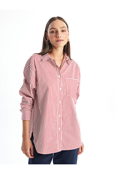 LC Waikiki Голяма дамска риза от поплин на райета