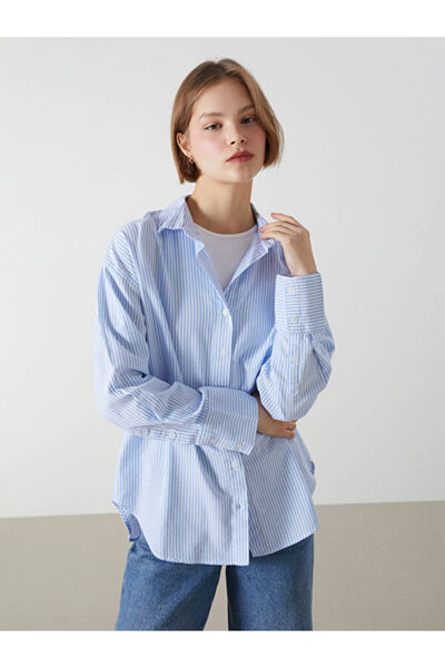 LC Waikiki Cămașă oversize cu dungi pentru femei