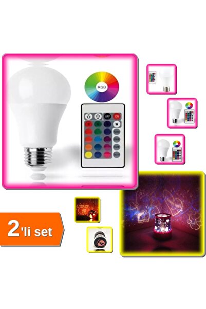 HerEveOyuncak 9W E27 RGB - Beyaz Işık Kumandalı Ampul + Star Love Projeksiyon...