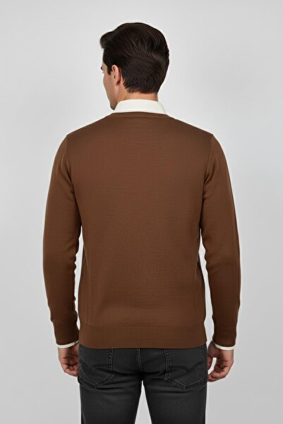 Triko Nehir Men's V-Neck Knitwear Sweater Steel Knit Regular Fit Bgl-St04838