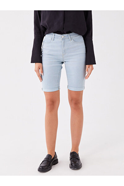 LC Waikiki Indigo Regular Waist Bermuda Fit Women's Jean Shorts