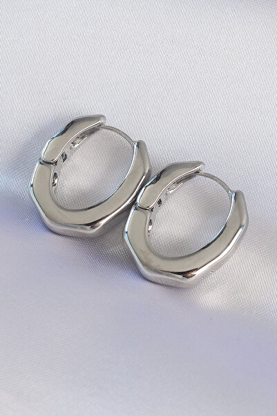 Mustran Brass Silver Color Thick Bone Model Earrings