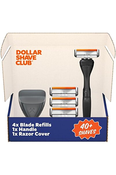 Generic مجموعة حلاقة السفر من دولار شيف كلوب - 4 شفرات سريعة الشطف، ومقبض، وغ...