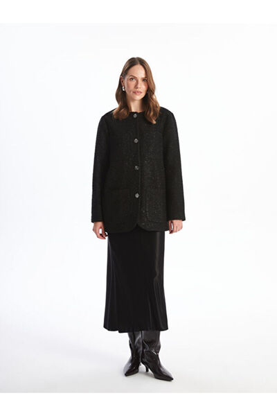 LC Waikiki Patterned Long Sleeve Women's Tweed Blazer Jacket