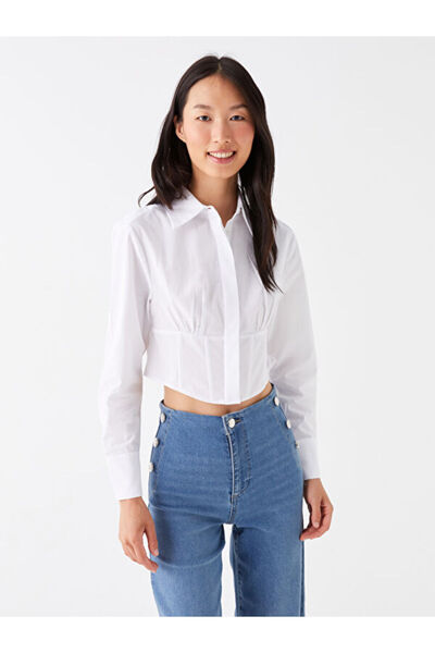 LC Waikiki Straight Long Sleeve Crop Women's Shirt