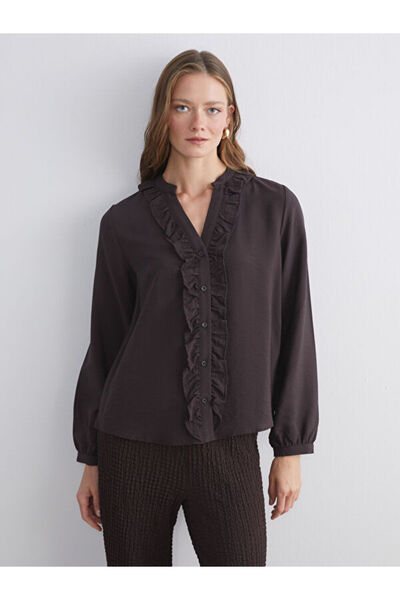 LC Waikiki V-Neck Ruffle Women's Shirt