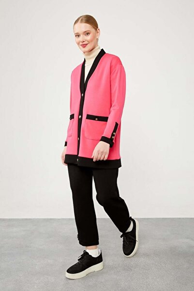 Levidor Φούξια-Μαύρο Σετ Ζακέτα με Κουμπιά Κλείσιμο Διπλό