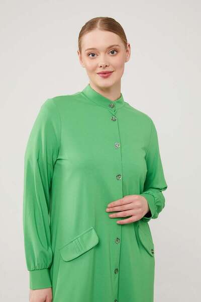 Levidor Green Judge Collar Button Closure Combed Cotton Sports Suit