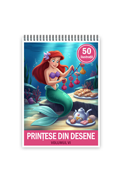 Legendary Gifts Carte de colorat, 50 de ilustratii Printese din Desene - Volumul VI, 106 pagini, A5